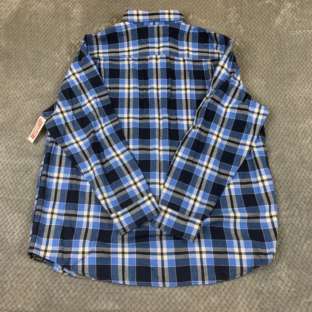 Duluth Trading Free Swingin Flannel Shirt Mens XL Blue Plaid Relaxed Fit NWT